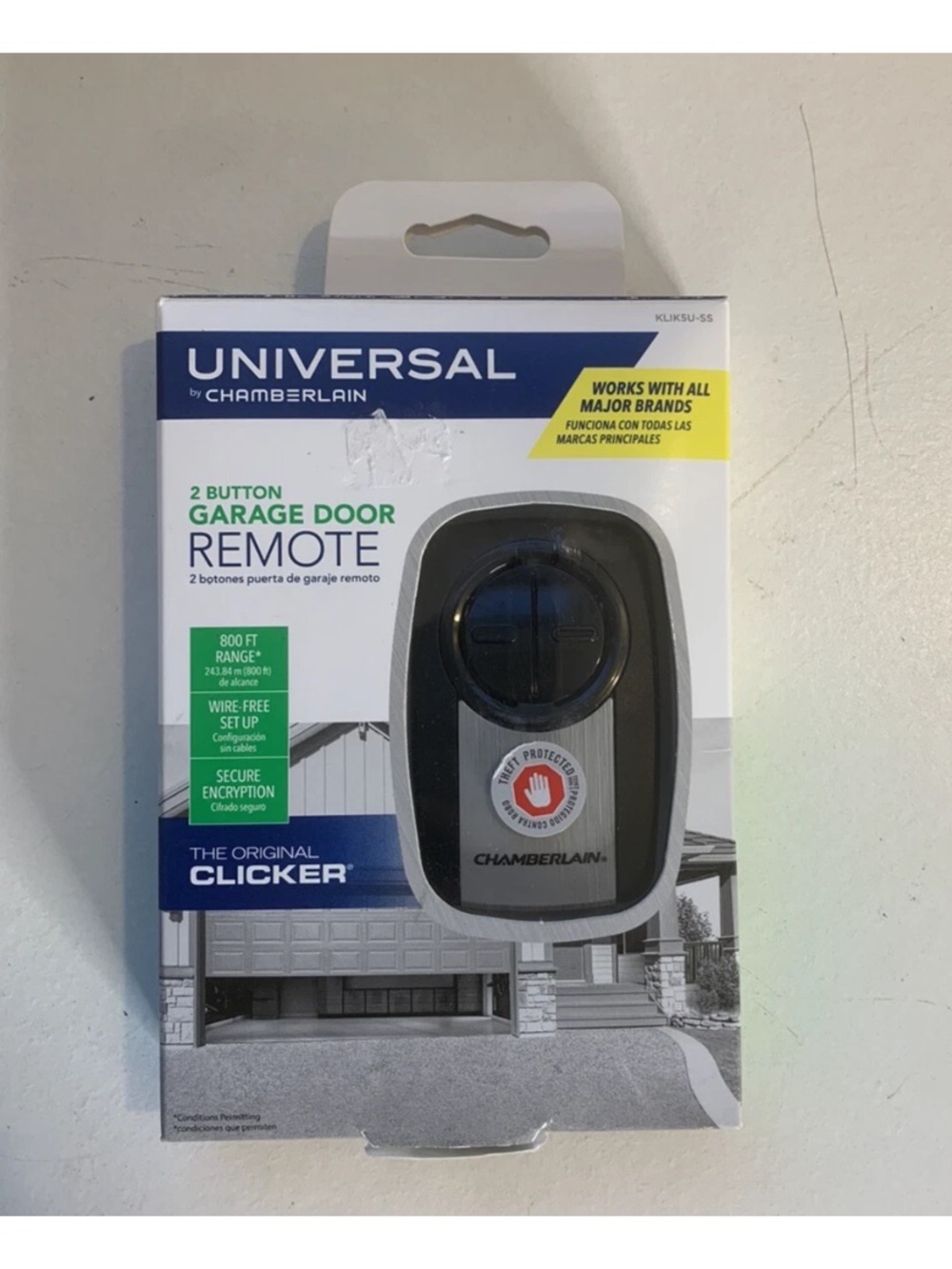 Universal by Chamberlain REMOTE 2 Button Garage Door Opener KLIK5U-SS 3982OB